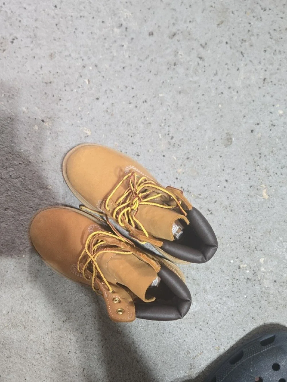 Timberland Wheat Nubuck Work Boots with Yellow/Brown Laces